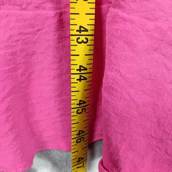 Fraiche by J Wrap Dress Women Large Pink Midi Ruffle Short Sleeve - Picture 7 of 10